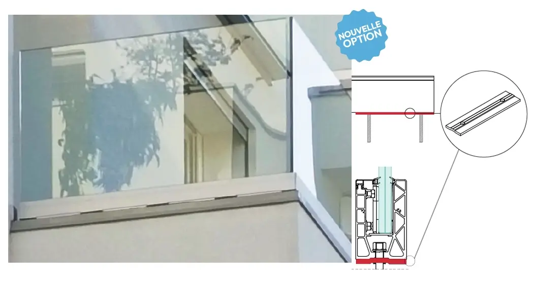 Cale en aluminium pour garde corps en verre Glass-Systems