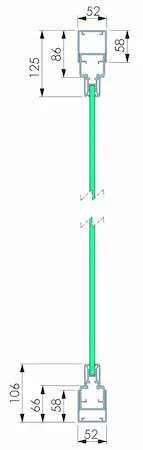 Caractéristiques techniques rail en saillie pour la Paroi en Verre Rétractable