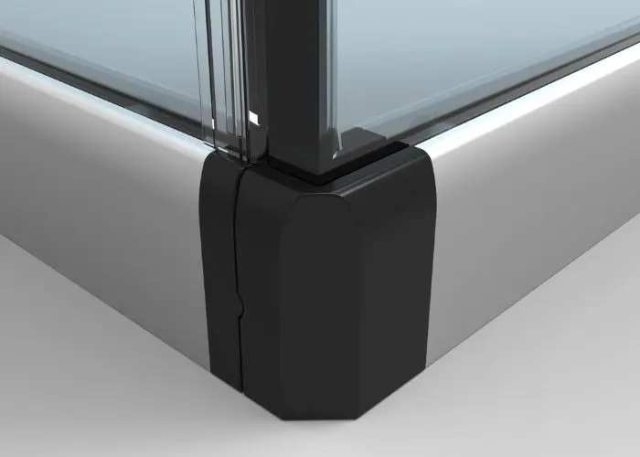 Système en angle pour faciliter le passage en angle des vantaux du Rideau de Verre Glass Systems