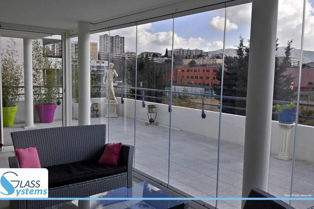 Fermeture en verre pour terrasse