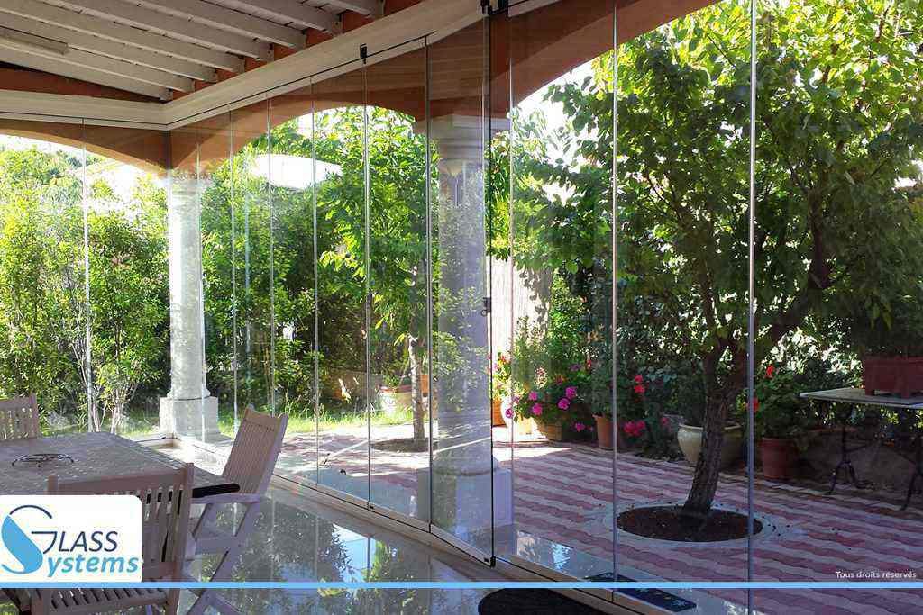 Fermeture rideau de verre terrasse