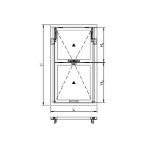 Vue technique du système fermé depuis l'intérieur pour brise-soleil horizontal volet papillon