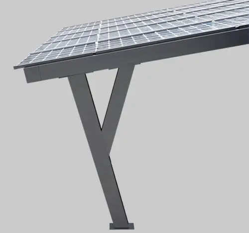 Support réglage sol, élements compris dans la structure de la Carport Photovoltaique en aluminium Glass Systems