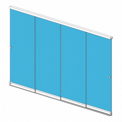 Installation Coulissant Panoramique cloison en verre extérieur ou intérieur avec stockage à gauche