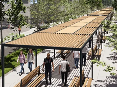 Pergola déco lames fixes espace public