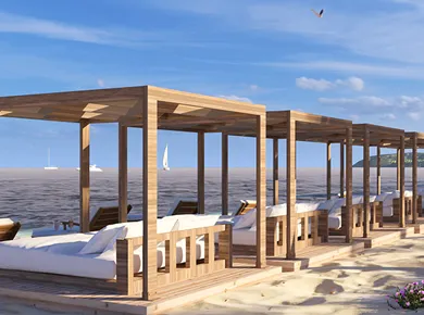 Pergola sur mesure utiliser comme espace ombrager proche d'une terrasse