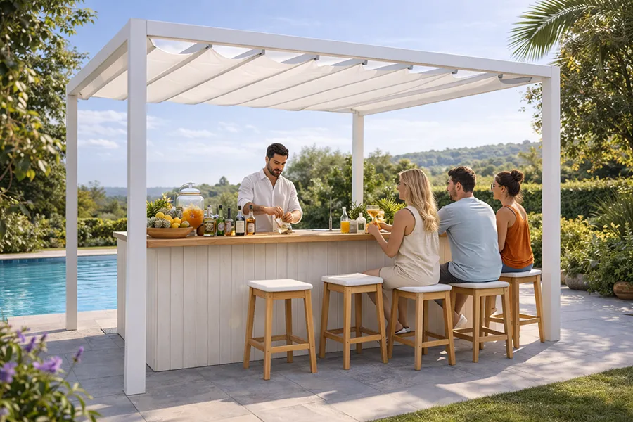 pergola bioclimatique autoportée Glass Systems par 4 poteaux