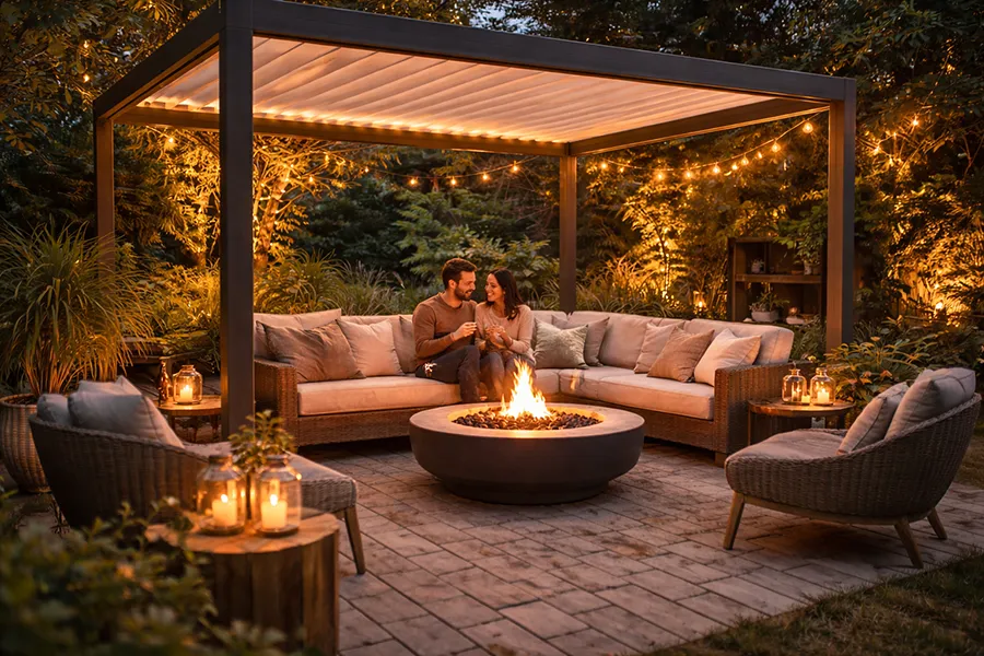 configuration de la pergola bioclimatique autoportée Glass Systems