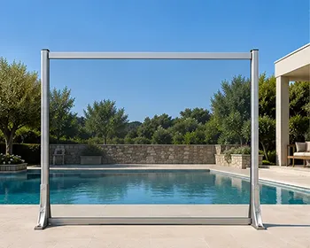 Présentation verre, garde-corps vitré avec poteau en version standard ou dépassement du verre