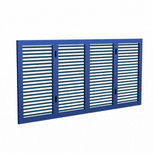 Brise soleil accordéon utilisé comme volet pliant type portefeuille pour grandes baies vitrées et fenêtres