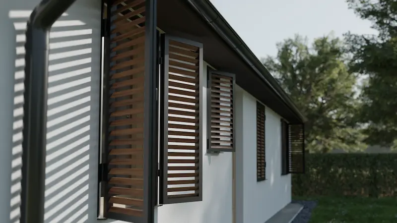 brise-soleil ou volets en aluminium pour plus de faciliter au nettoyage et personnaliser la couleur.