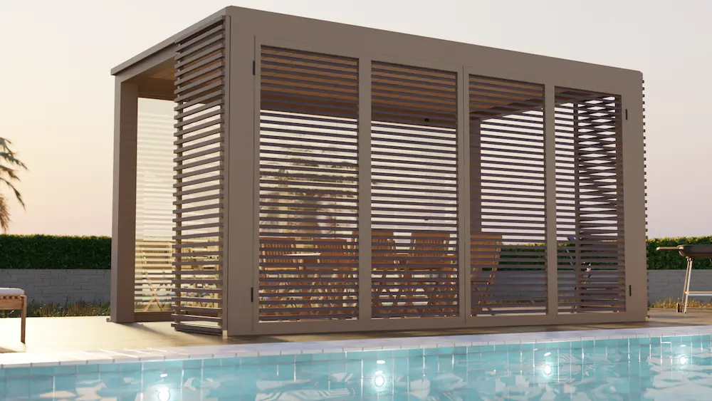 pool house version pergola avec brise soleil orientable