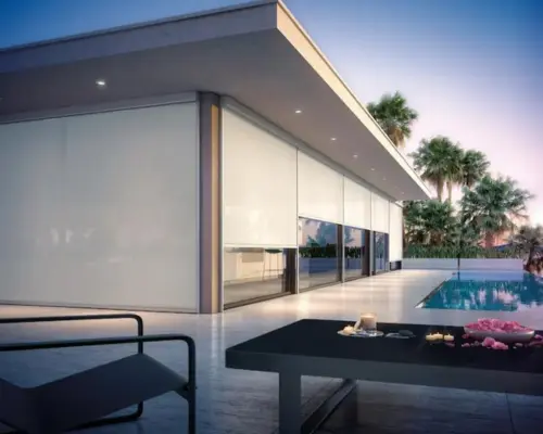 Store Extérieur Vertical Motorisé, compatible avec la Pergola Bioclimatique en aluminium Glass Systems