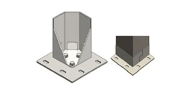 Support avec platine inox, élements en option dans la structure de la Pergola Carport en aluminium Glass Systems