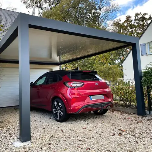 Pergola carport adossée en aluminium et sur mesure