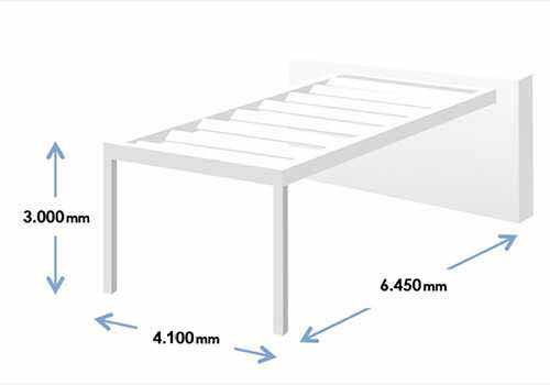 Configuration pergola adossée au mur